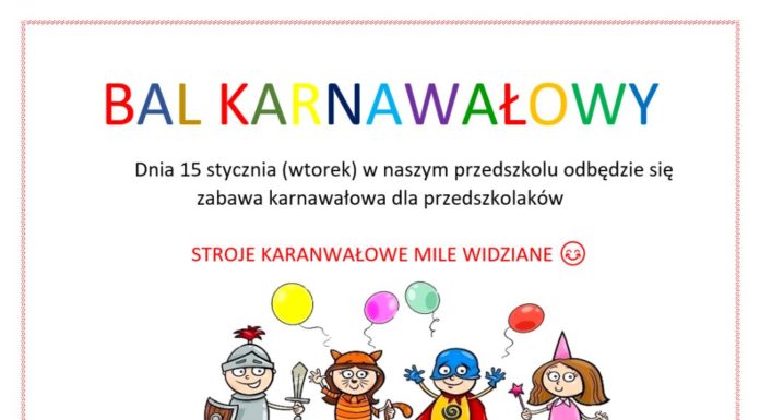 Bal Karnawałowy w przedszkolu w Świeradowie-Zdroju